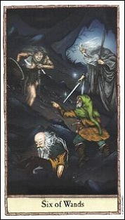Six of Wands - Hobbit Tarot - Tarot Deck by Peter Pracownik & Terry Donaldson