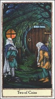 Two of Coins - Hobbit Tarot - Tarot Deck by Peter Pracownik & Terry Donaldson