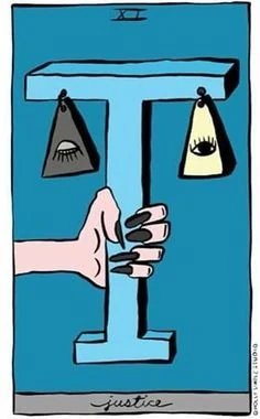 Justice card from the Holly Simple Tarot deck