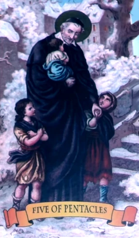 Five of Pentacles from the Holy Card Tarot gallery