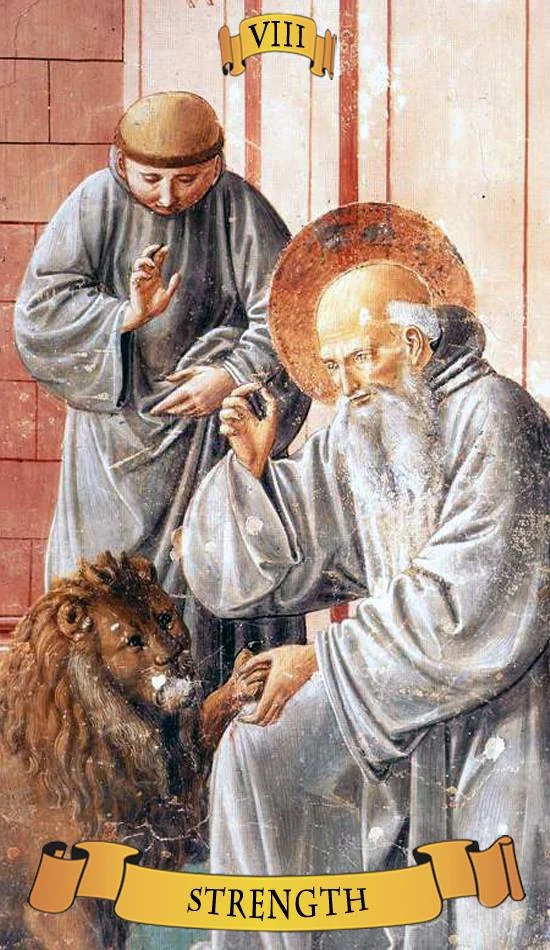 Strength - variant card from the Holy Card Tarot deck