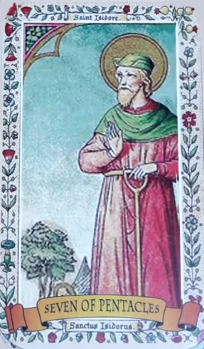 Seven of Pentacles from the Holy Card Tarot gallery