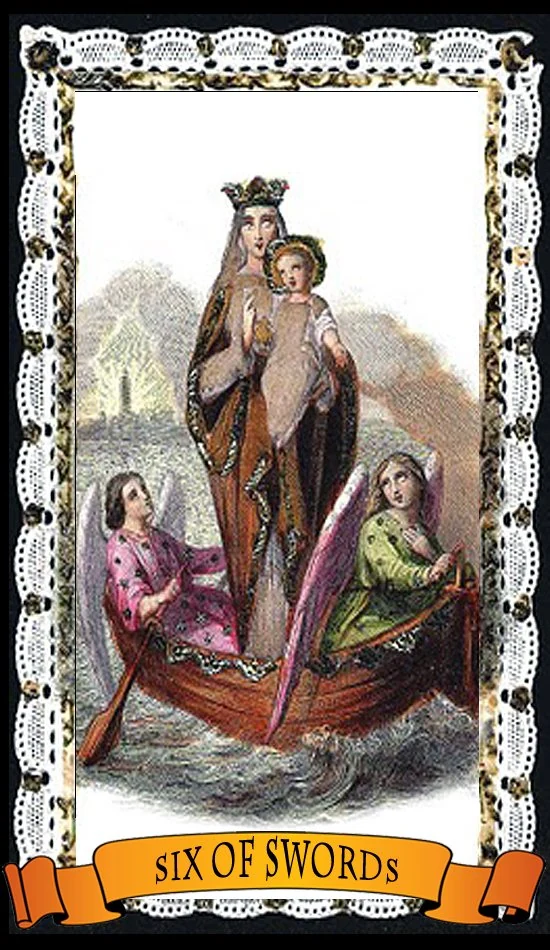 Six of Swords from the Holy Card Tarot gallery