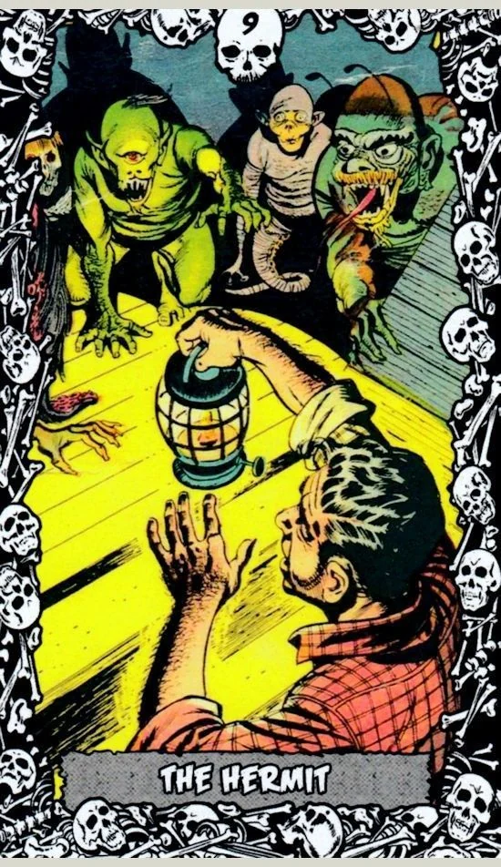 The Hermit card from the The Horror Comic Tarot deck