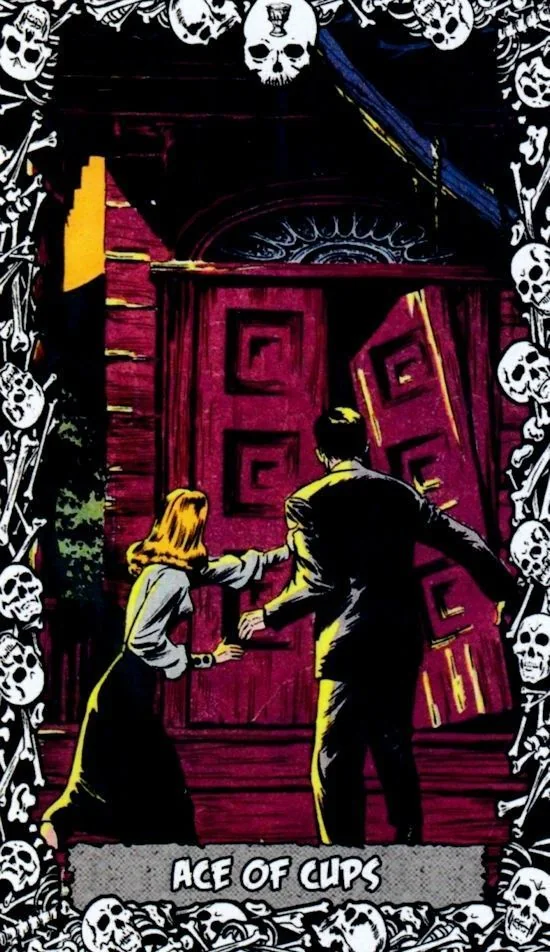 Ace of Cups card from the The Horror Comic Tarot deck
