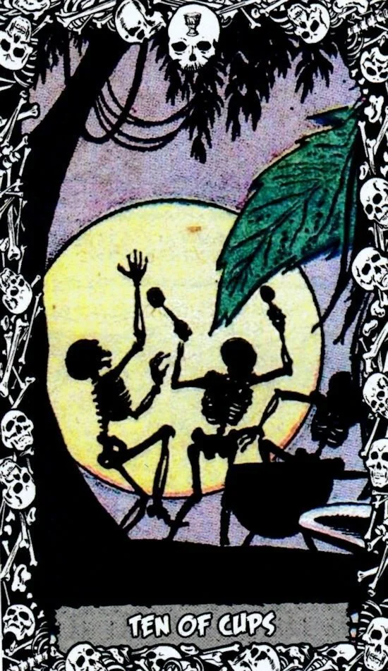 10 of Cups card from the The Horror Comic Tarot deck
