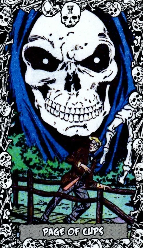 Page of Cups card from the The Horror Comic Tarot deck