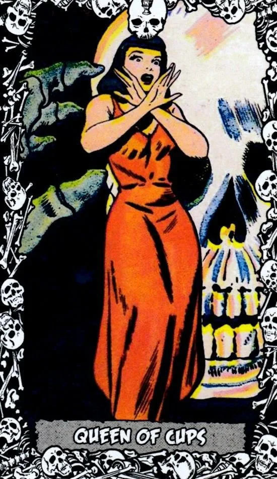 Queen of Cups card from the The Horror Comic Tarot deck