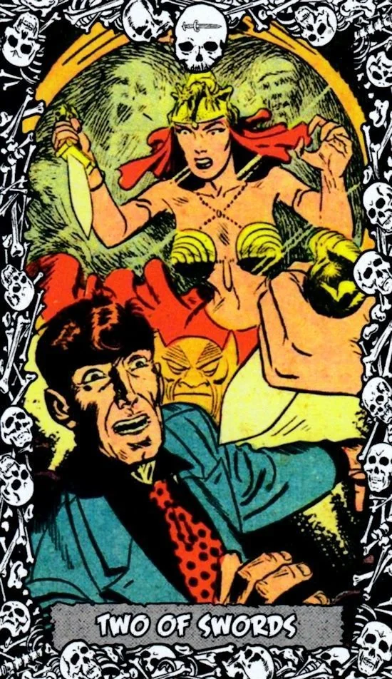2 of Swords card from the The Horror Comic Tarot deck
