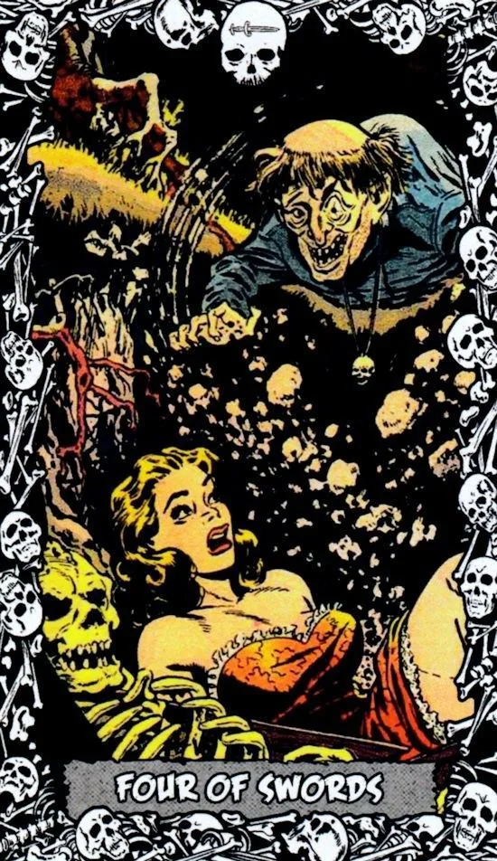 4 of Swords card from the The Horror Comic Tarot deck