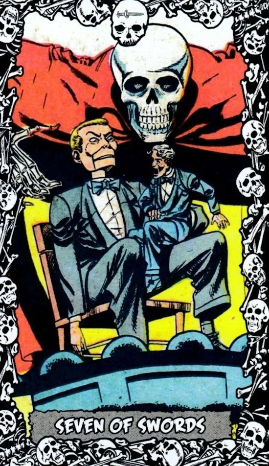 7 of Swords card from the The Horror Comic Tarot deck