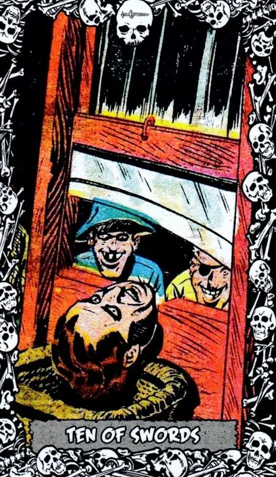 10 of Swords card from the The Horror Comic Tarot deck