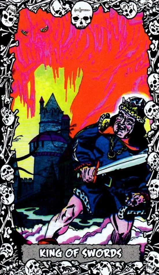 King of Swords card from the The Horror Comic Tarot deck