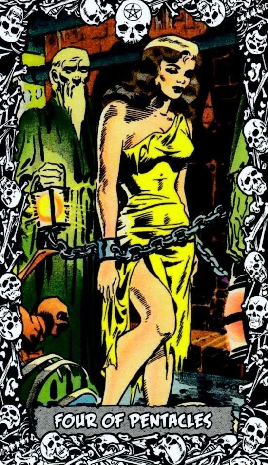 4 of Pentacles card from the The Horror Comic Tarot deck