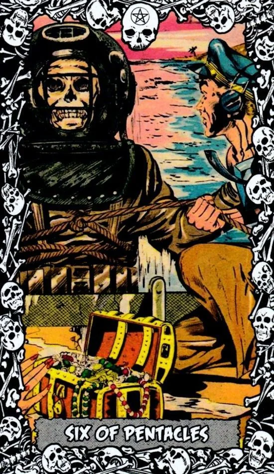 The Horror Comic Tarot Review 14 6 of Pentacles from The Horror Comic Tarot review gallery