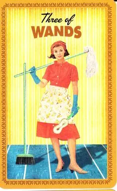 3 of Wands card from the Housewives Tarot deck