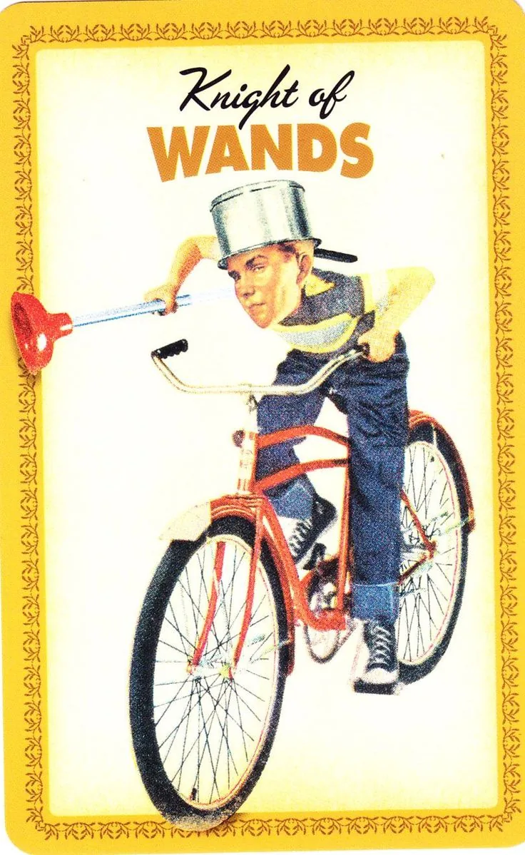 Knight of Wands card from the Housewives Tarot deck