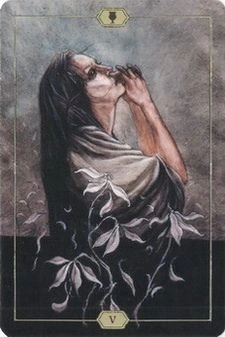 Five of Cups card from the Hush Tarot deck