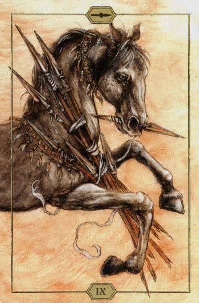 Nine of Wands from the Hush Tarot deck