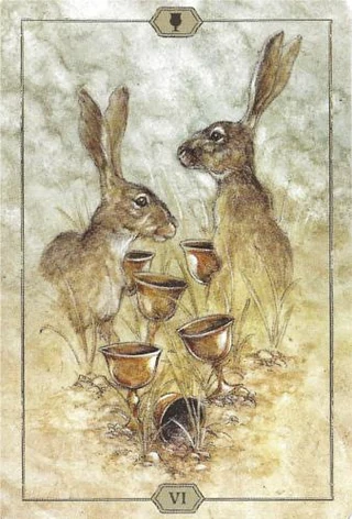 Six of Cups card from the Hush Tarot deck