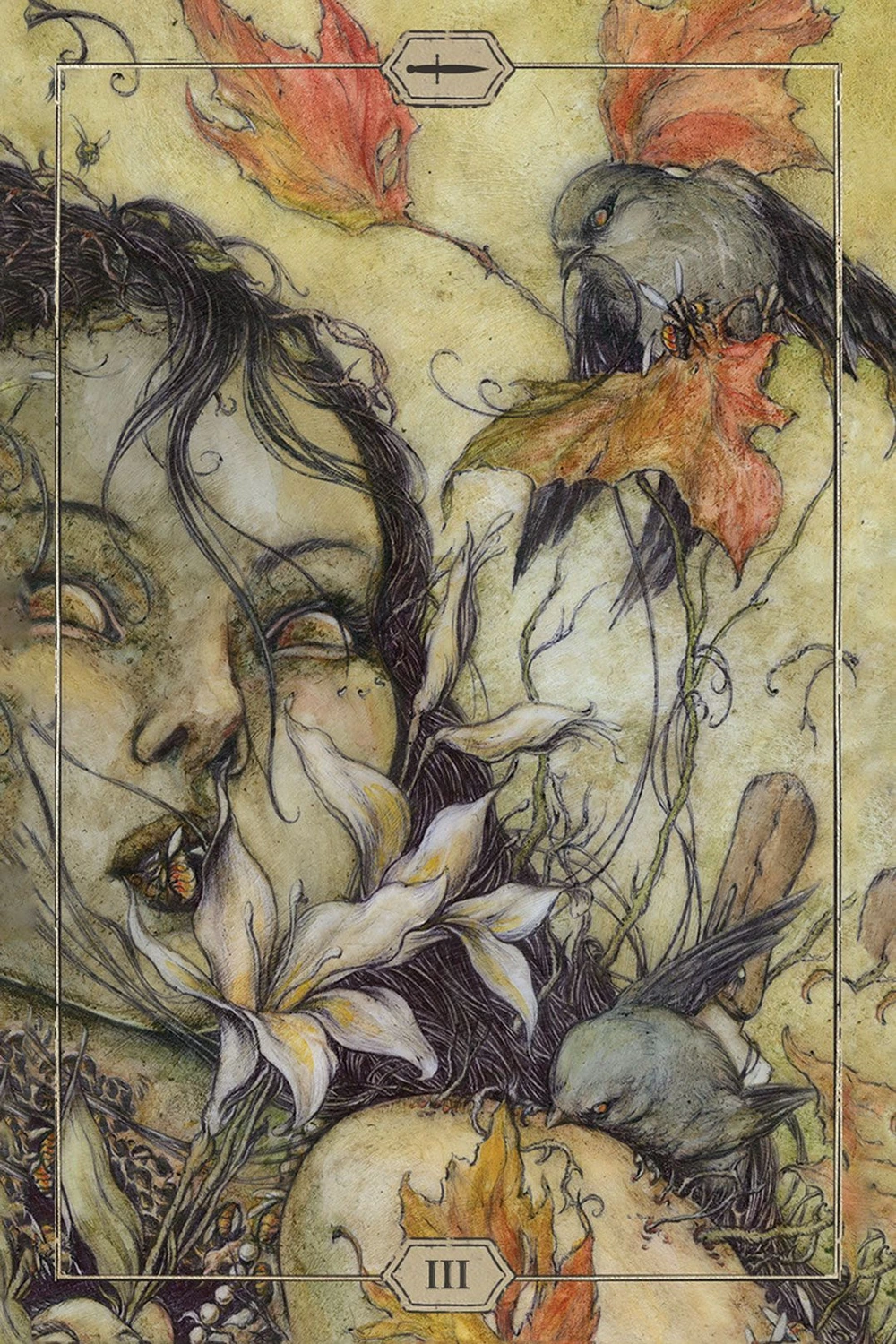 Three of Swords from the Hush Tarot deck