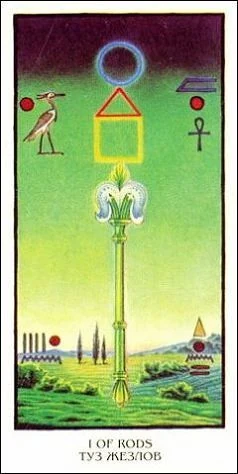 Ace of Rods - Ibis Tarot - Josef Machynka - Tarot Deck Card