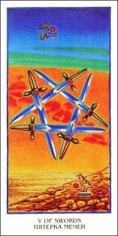 Five of Swords - Ibis Tarot - Josef Machynka - Tarot Deck Card