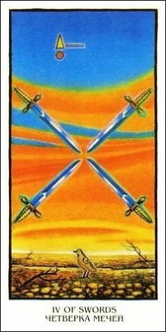 Four of Swords - Ibis Tarot - Josef Machynka - Tarot Deck Card