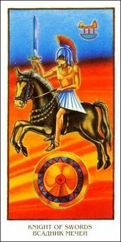 Knight of Swords - Ibis Tarot - Josef Machynka - Tarot Deck Card