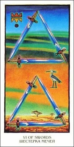 Six of Swords - Ibis Tarot - Josef Machynka - Tarot Deck Card