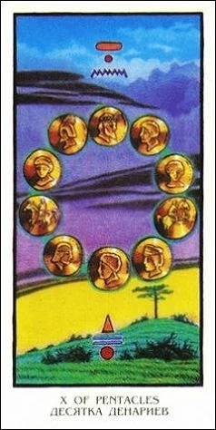 Ten of Pentacles - Ibis Tarot - Josef Machynka - Tarot Deck Card