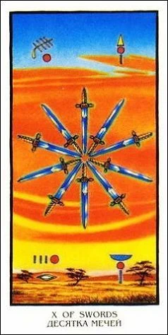 Ten of Swords - Ibis Tarot - Josef Machynka - Tarot Deck Card
