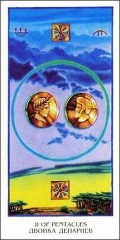 Two of Pentacles - Ibis Tarot - Josef Machynka - Tarot Deck Card