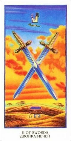 Two of Swords - Ibis Tarot - Josef Machynka - Tarot Deck Card