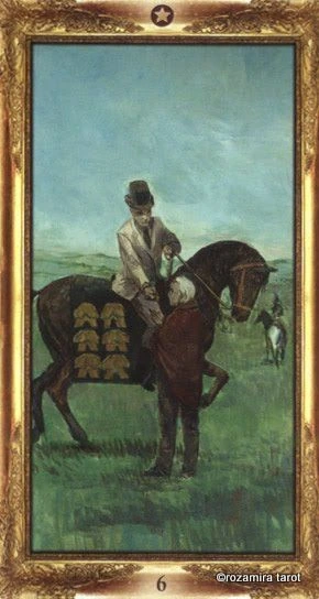 Six of Pentacles - Impressionist Tarot - Tarot Deck by Corrine Kenner, Artwork by Arturo Picca