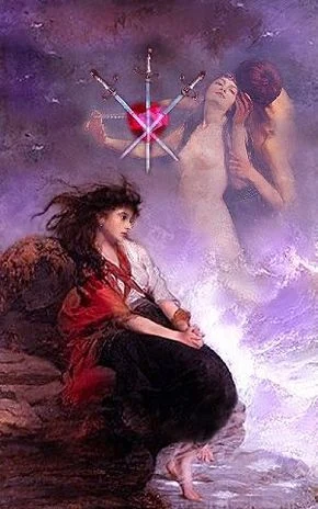 Three of Swords card from the Infinite Visions Tarot deck