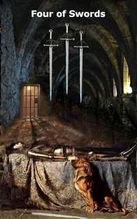 Four of Swords card from the Infinite Visions Tarot deck