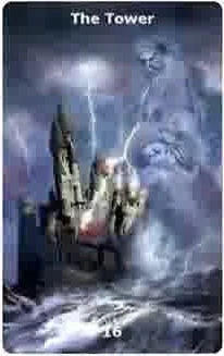 The Tower card from the Infinite Visions Tarot deck