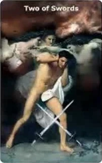 Two of Swords card from the Infinite Visions Tarot deck