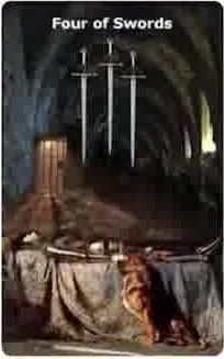 Four of Swords card from the Infinite Visions Tarot deck