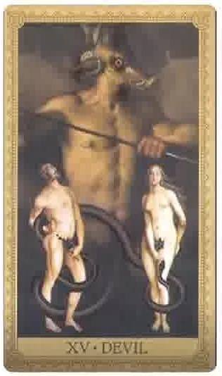 The Devil card from the Influence of the Angel Tarot deck