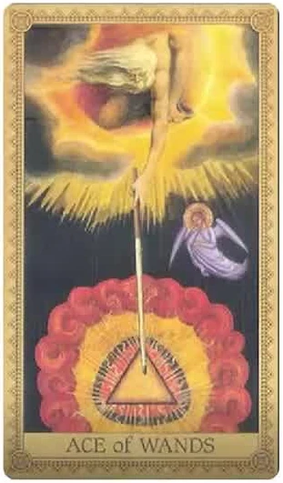 Ace of Wands card from the Influence of the Angel Tarot deck