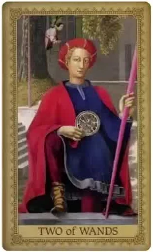 Two of Wands card from the Influence of the Angel Tarot deck