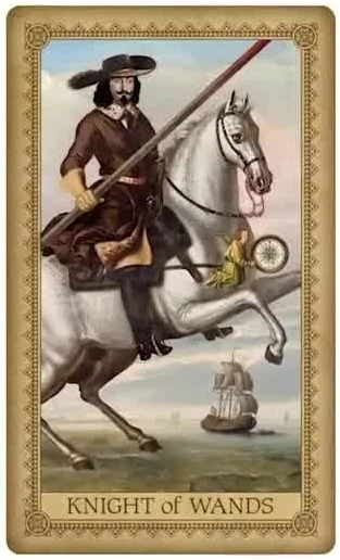Knight of Wands card from the Influence of the Angel Tarot deck