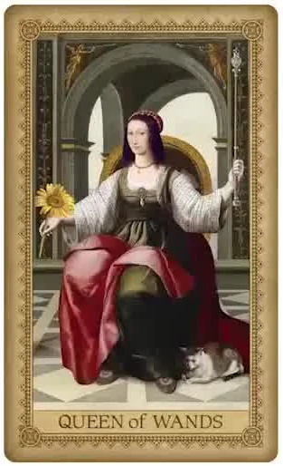 Queen of Wands card from the Influence of the Angel Tarot deck