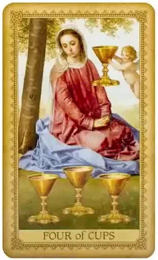 Four of Cups card from the Influence of the Angel Tarot deck