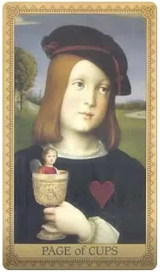 Page of Cups card from the Influence of the Angel Tarot deck
