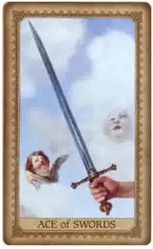 Ace of Swords card from the Influence of the Angel Tarot deck