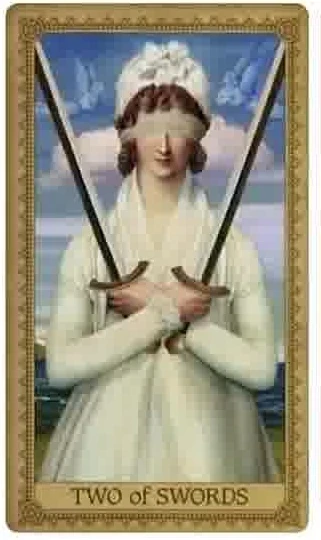 Two of Swords card from the Influence of the Angel Tarot deck