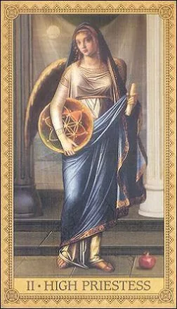 The High Priestess card from the Influence of the Angels Tarot deck